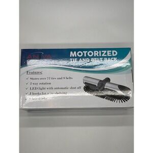 ANIVA Motorized Tie and Belt Rack Stores 72 Ties 8 Belts LED Light 2Way Rotation